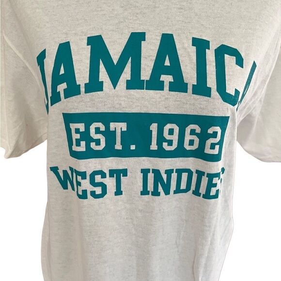Jamaica 100% cotton white graphic short sleeved tee shirt size M - Picture 2 of 5